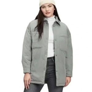 Gap Oversized Recycled Puffer  Shirt Jacket Shacket Green Size Medium